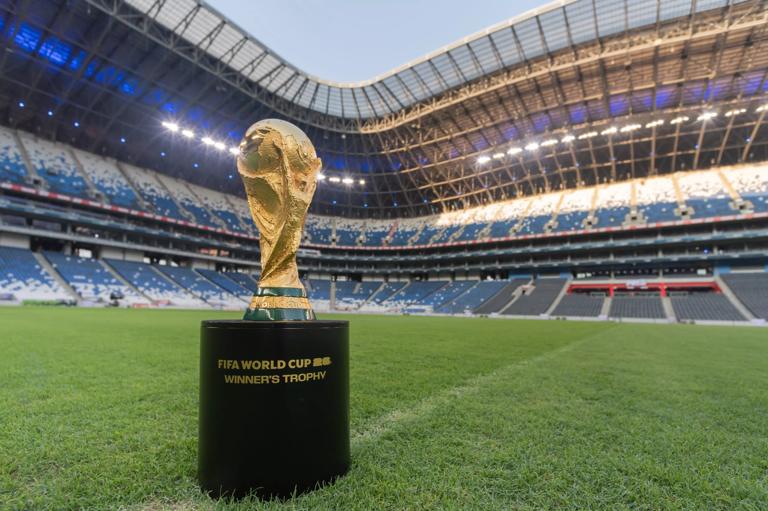 MONTERREY, MEXICO - APRIL 26: Trophy World Cup at BBVA Stadium on April 26, 2024 in Monterrey, Mexico.