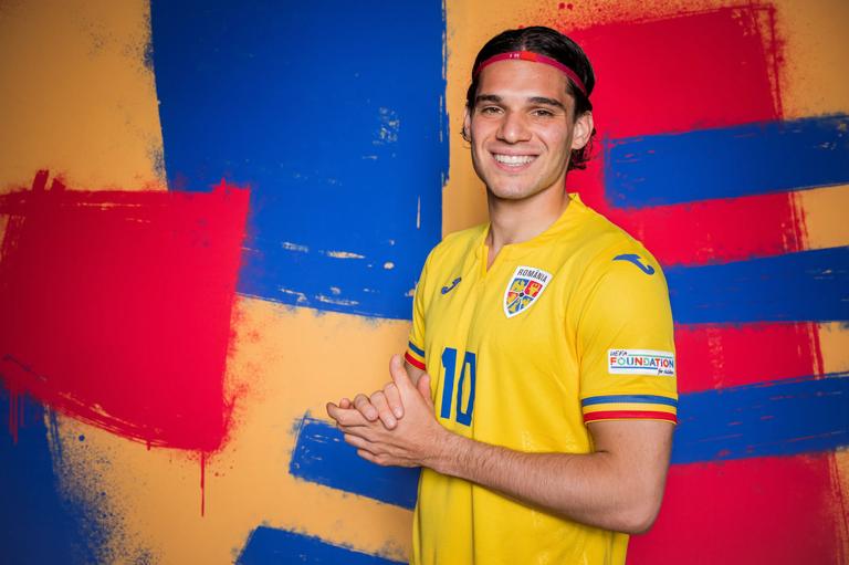 WUERZBURG, GERMANY - JUNE 11: Ianis Hagi of Romania poses for a portrait during the Romania Portrait session ahead of the UEFA EURO 2024 Germany on June 11, 2024 in Wuerzburg, Germany. (Photo by Sebastian Widmann - UEFA/UEFA via Getty Images)